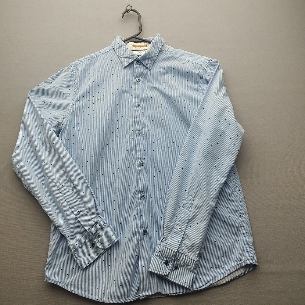 Denim‎ Flower Ricky Singh Men's Blue Floral Button Up Shirt  Small Long Sleeve